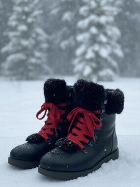 Womens UGG VIKI Boots Size 8.5, Arctic Grip Soles & Cool After-Market Red Laces